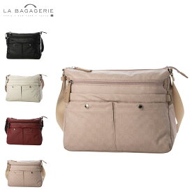 【最大1000円OFFクーポン配布中】 LA BAGAGERIE ラ バガジェリー ショルダーバッグ レディース 斜め掛け モノグラム スクエアナイロン Mサイズ ブラック アイボリー バーガンディー ピンク 黒 B0046-02