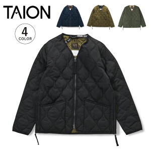yő1000~OFFN[|sz ^CI TAION _E WPbg AE^[ ~^[ VlbNWbv Y fB[X MILITARY V-NECK ZIP DOWN JACKET ubN lCr[ I[u  TAION-101ZML-1