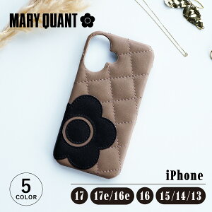 �}���[�N�����g MARY QUANT iPhone17 iPhone17e 16 16e 16 15 14 13 �P�[�X �X�}�z�P�[�X �f�C�W�[ �p�b�`�L���g �V�F�� ���f�B�[�X �}���N�� �A�C�t�H�� DAISY PATCH QUILT SHELL CASE �u���b�N �u���E�� ��