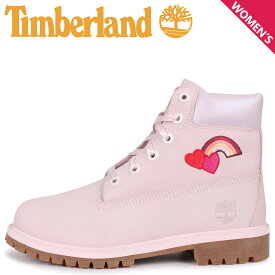 【最大1000円OFFクーポン配布中】 Timberland ティンバーランド 6インチ プレミアム ウォータープルーフ ヌバック ブーツ レディース キッズ 防水 JUNIOR 6INCH PREMIUM WATERPROOF BOOTS ピンク A2C97