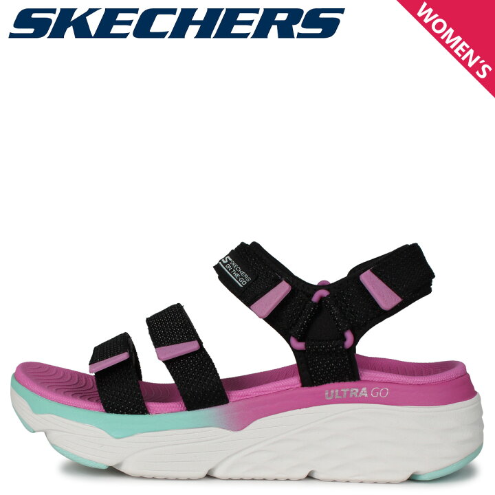 楽天市場 最大600円offクーポン Skechers スケッチャーズ サンダル スポーツサンダル レディース 厚底 Max Cushioning Slay ブラック 黒 1401 シュガーオンラインショップ
