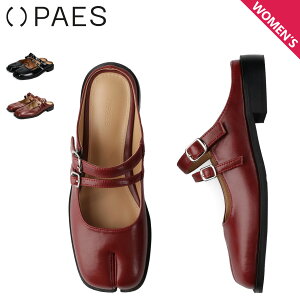 �y�C�Y PAES �T���_�� �~���[�� ���� ���f�B�[�X �y�� 20255 DOUBLE BUCKLE MULE �u���b�N ���C�� ���b�h ��