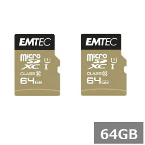 �y�}���\���� P5�{�z �y2�Z�b�g�z EMTEC GOLD 64GB �}�C�N��SD MicroSDXC ECMSDM64GXC10GP microSD �}�C�N��SDXC�J�[�h microSD�J�[�h UHS-I �J���� �X�}�z ���s�A���i
