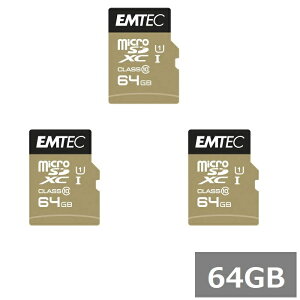 �y�}���\���� P5�{�z �y3�Z�b�g�z EMTEC GOLD 64GB �}�C�N��SD MicroSDXC ECMSDM64GXC10GP microSD �}�C�N��SDXC�J�[�h microSD�J�[�h UHS-I �J���� �X�}�z ���s�A���i