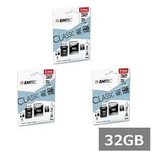 �y�}���\���� P5�{�z �y3�Z�b�g�z EMTEC CLASSIC 32GB �}�C�N��SD MicroSDHC ECMSDM32GHC10CG microSD �}�C�N��SDHC�J�[�h microSD�J�[�h �A�_�v�^�[ �J�[�h���[�_�[ �A���h���C�h�Ή� �J���� �X�}�z ���s�A���i