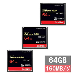【3セット】 サンディスク CFカード コンパクトフラッシュカード SDCFXPS-064G-X46 Extreme PRO 64GB UDMA7 Sandisk カメラ ビデオカメラ デジタル一眼レフカメラ 並行輸入品