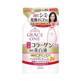 グレイス ワン 薬用 美白保湿液 つめかえ用 200mL オールインワン フェイスケア プッシュタイプ ボトル 顔 フェイス 化粧水 美容液 乳液 アイエッセンス 簡単 時短 GRACE ONE ローズフローラルの香り コラーゲン ヒアルロン酸 エッセンスミルク 医薬部外品