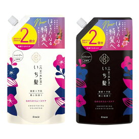 【セット品】 いち髪 なめらか スムースケア シャンプー 詰替用 2回分 660ml & コンディショナー 詰替用 2回分 660g セット 詰め替え つや髪 うるおい しっとり ヘアケア ダメージヘア なめらか 植物由来 ゴワつき対策 おすすめ クラシエ