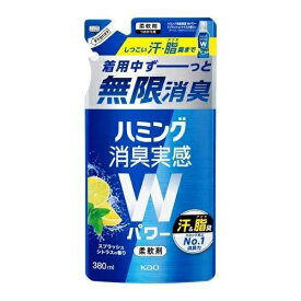 【9日までP3倍】 花王 ハミング 消臭実感 Wパワー スプラッシュシトラスの香り つめかえ用 380mL Kao 洗たく用洗剤 柔軟剤 液体洗剤 詰め替え 詰替 消臭 汗 皮脂 ニオイ スポーツ デオドラント 部活 夏 加齢臭 ワイシャツ