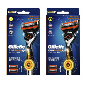 【2セット】 ジレット プログライド フレックスボール カミソリ 本体 (刃付き) + 替刃2個付き 5枚刃 カミソリ 剃刀 替刃 髭剃り ひげそり 産毛 T字カミソリ 男性 Gillette