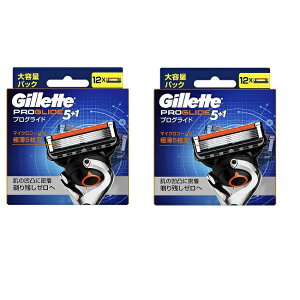 【2セット】 ジレット プログライド 替刃 12個入 5枚刃 カミソリ 剃刀 替刃 髭剃り ひげそり かみそり ムダ毛 産毛 T字カミソリ 男性 メンズ Gillette