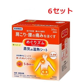 【6セット】 めぐりズム 蒸気の温熱シート 肌に直接貼るタイプ 16枚入 おすすめ 首 肩 腰 温め ほぐす 花王 癒し 話題 やわふわ 蒸気 温める 医療機器 肩こり 腰痛 対策 血行 促進