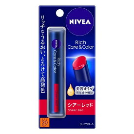 【5本セット】 NIVEA ニベア リッチケア＆カラーリップ シアーレッド 2g×5セット リップクリーム SPF20 PA++ リップ 唇 紫外線 UVケア 保湿 花王