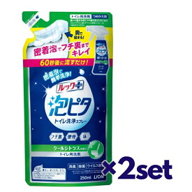 【9日までP3倍】 【2セット】 ルックプラス 泡ピタ トイレ洗浄スプレー クールシトラス つめかえ用 250ml おすすめトイレ掃除 洗剤 グッズ フチ裏 便座 床 トイレ トイレ洗剤 トイレクリーナー 便座 除菌 汚れ LION ライオン 泡 流すだけ 簡単 時短 掃除