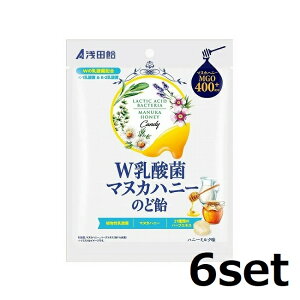 【6セット】 浅田飴 W乳酸菌マヌカハニーのど飴 60g おすすめのど飴 のど潤い 健康のど飴 マヌカハニー 乳酸菌 ハーブ のど スッキリ 乾燥対策 あめ キャンディー アメ