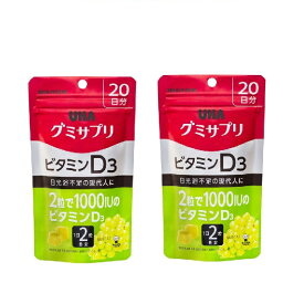 【2セット】 グミサプリ ビタミンD3 20日分 40粒 グミサプリ UHA味覚糖 栄養 1日2粒 マスカット味 健康管理 毎日 続けられる 野菜 果物 不足 栄養不足 簡単 おいしい 食品 オススメ チャック付き 保存袋 持ち運び 食べやすい お手頃 お手軽