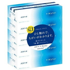 【マラソン中 P5倍】 【3セット】 エリエール プラスウォーター +Water 360枚 (180組) 5箱×1パック ボックスティッシュ ティッシュペーパー ティッシュ ティッシュー ウォーターティッシュ 大王製紙