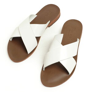 【返品不可】Pernoi × ANTICHI ROMANI ペルノイ アンティーキ ロマーニ レディース フロントストラップ レザー サンダル 831 ABRASIVATO BIANCO ホワイト ガラスレザー