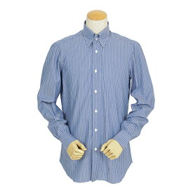 AVINO アヴィーノ メンズ シャツ ワイシャツ タブカラー レギュラー コットン ポプリン ANI POPELINE BLU/WHT ブルー ホワイト ストライプ チョーク 白抜き
