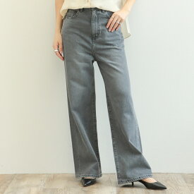 woadblue ウォードブルー レディース デニム ストレート ウォッシュド ルーズフィット ハイライズ WB25300 SALUU サルー GREY グレー