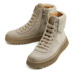 CAMERLENGO カメルレンゴ レディース スニーカー ハイカット レースアップ ブーツ サイドジップ ヌバック ムートン EVAソール 16829 TORTORA ベージュ