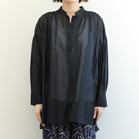 SACRA サクラ レディース ブラウス チュニック シャツ スキッパー コットン ビッグシルエット FINE COTTON LAWN TOP 123118071 ネイビー