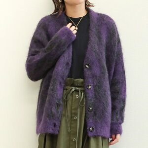 yԕiszSACRA TN fB[X J[fBK jbg WJ[h A[KC `FbN c[g[ MOHAIR PLAID JACQUARD CARDIGAN 123530081 PURPLE/p[v INK BLUE/CNu[
