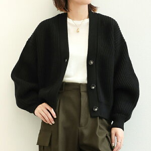 yԕiszSACRA TN fB[X J[fBK jbg u Nbvh E[ BOILED LAMBWOOL FURROW CARDIGAN 123534081 BLACK/ubN OFF WHITE/ItzCg
