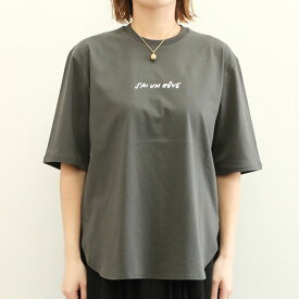 SACRA サクラ レディース カットソー クルーネック ロゴ コットン ラウンドヘム 半袖 EX.FINE COTTON LOGO TOP 124145091 WHITE ホワイト NAVY ネイビー CHARCOAL チャコール