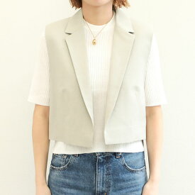 SACRA サクラ レディース ベスト ジレ リネン コットン クロップド LI/CO HIGH COUNT POPLIN GILET 124201061 ASH BEIGE アッシュベージュ CHARCOAL チャコール