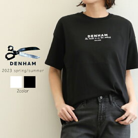 DENHAM デンハム レディース カットソー Tシャツ 半袖 ロゴ コットン JANE ESSENTIAL GRAPHIC TEE HJ 91 ホワイト 99 ブラック