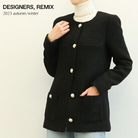 DESIGNERS REMIX デザイナーズリミックス レディース ジャケット ノーカラー ウール ウール ポリエステル アクリル Alaska 19186 BLACK ブラック