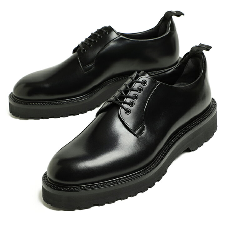 coyu様購入用【WH（ダブルエイチ）】定価\54,000 プレーントゥ　千場 WH WH(ダブルエイチ)プレーントゥ シューズ ブラック【干場氏スペシャルモデル】 ￥55.000税込