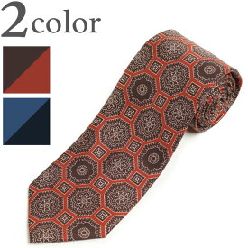 フランコバッシ franco bassi ネクタイ プリント 小紋柄 シルク 総柄 8cm幅 G19-L 4 レッド/ブラウン 8 ブルー/ネイビー