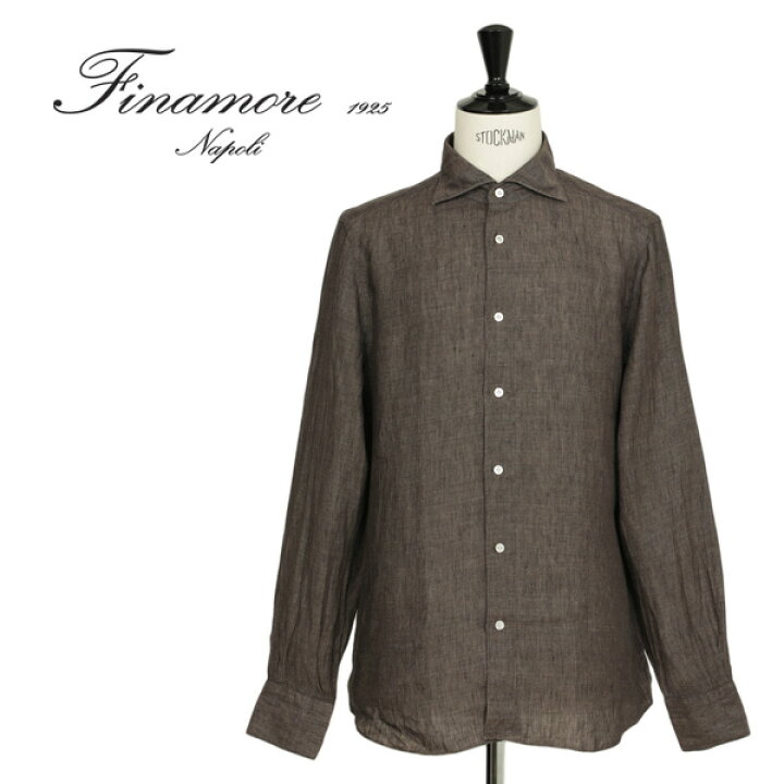 楽天市場】Finamore フィナモレ メンズ シャツ カッタウェイ リネン 