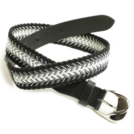 FATTORIA del CUOIO ファットリア デル クオイオ メンズ ベルト メッシュ ゴム レザー 30mm幅 ELASTIC BLK WHITE ブラック ホワイト シルバーバックル