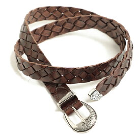 FATTORIA del CUOIO ファットリア デル クオイオ メンズ ベルト イントレチャート レザー 25mm幅 LEATHER WESTERN MESH BELT BLACK ブラック CHOCO ダークブラウン シルバーバックル