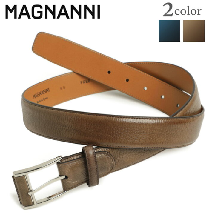 楽天市場】MAGNANNI マグナーニ ベルト レザー カーフ シルバー 
