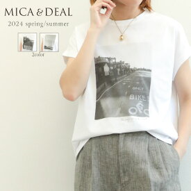 MICA&DEAL マイカアンドディール レディース フォト プリント Tシャツ クルーネック コットン ビッグシルエット 209125 フォトプリントT-shirt WHITE ホワイト MULTI マルチ