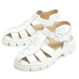 Luca Grossi ルカグロッシ レディース サンダル クロス アンクルストラップ グルカ レザー ローヒール H024S GARDA BIANCO ホワイト