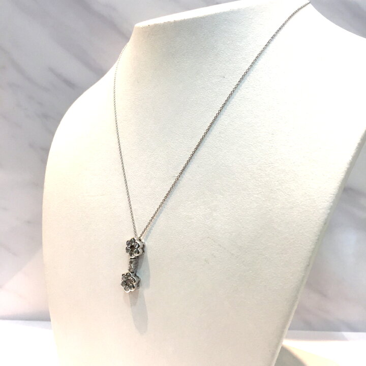 楽天市場】【中古】K18WG ダイヤ ネックレス フラワーモチーフ 