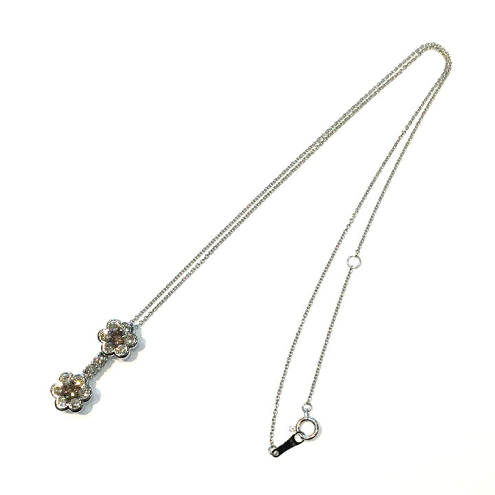 楽天市場】【中古】K18WG ダイヤ ネックレス フラワーモチーフ 
