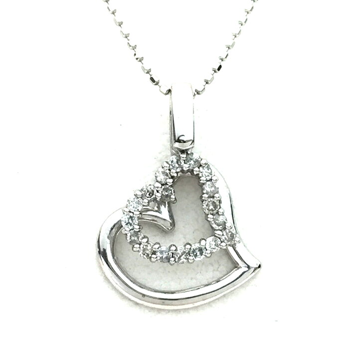 楽天市場】【中古】K18WG ダイヤ ハート ネックレス D 0.25ct 3.3g 