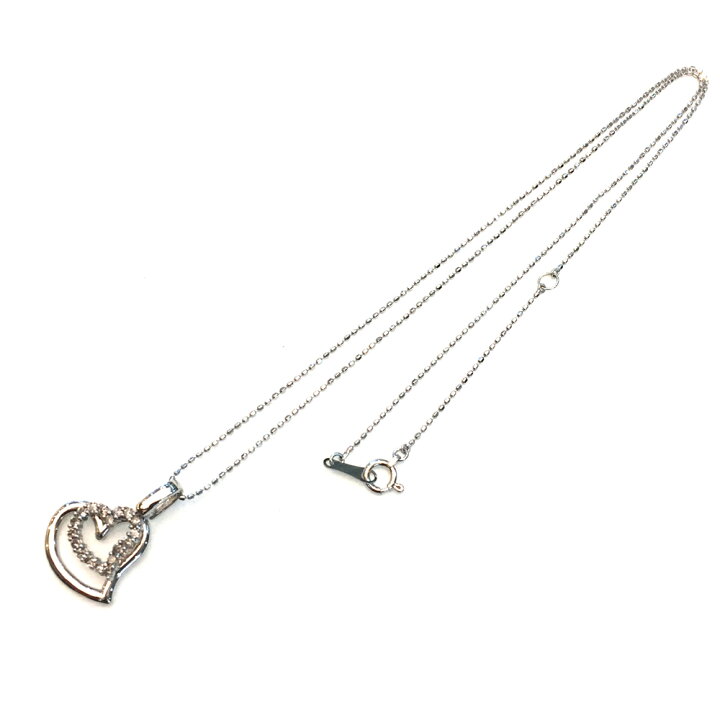 楽天市場】【中古】K18WG ダイヤ ハート ネックレス D 0.25ct 3.3g 