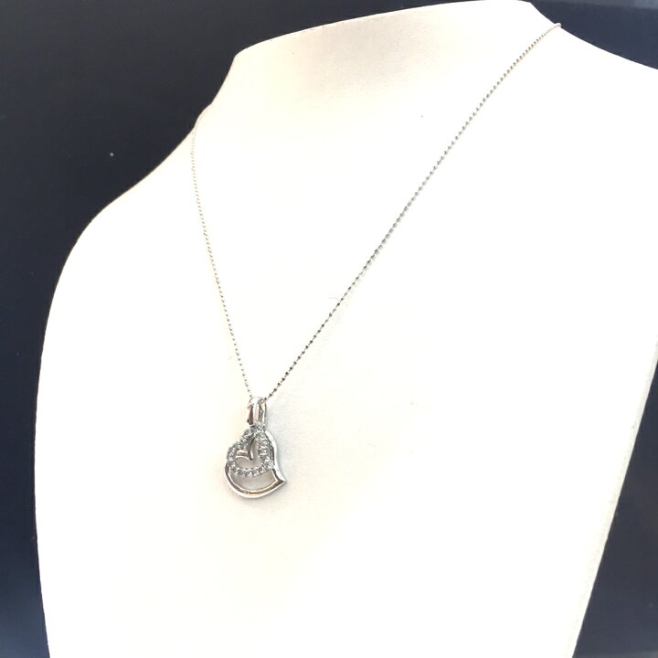 楽天市場】【中古】K18WG ダイヤ ハート ネックレス D 0.25ct 3.3g 