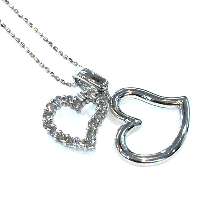 楽天市場】【中古】K18WG ダイヤ ハート ネックレス D 0.25ct 3.3g 