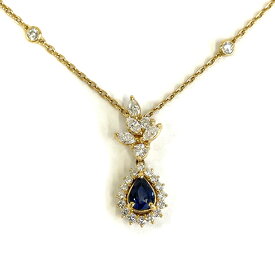 【中古】 K18　ブルーサファイヤ1.05ct　ダイヤ1.31ct　アンティーク　バイザヤード　ネックレス　8.7g