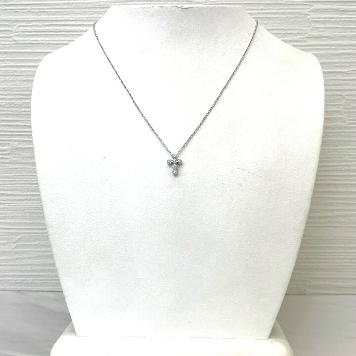 楽天市場】【中古】ポンテヴェキオ ダイヤ クロス ネックレス K18WG D0 
