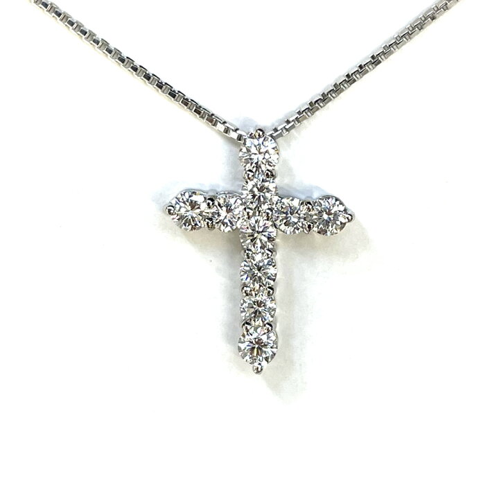 楽天市場】【中古】Pt850 Pt900 ダイヤ クロス ネックレス D1.00ct  