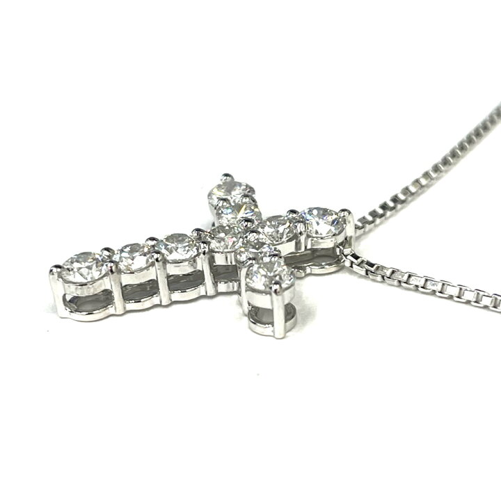 楽天市場】【中古】Pt850 Pt900 ダイヤ クロス ネックレス D1.00ct  